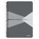 Spirálfüzet, A5, kockás, 90 lap, PP borító, LEITZ "Office", szürke