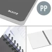 Spirálfüzet, A5, vonalas, 90 lap, PP borító, LEITZ "Office", szürke