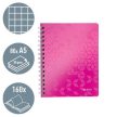 Spirálfüzet, A5, kockás, 80 lap, LEITZ "Wow", rózsaszín