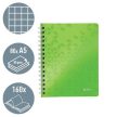 Spirálfüzet, A5, kockás, 80 lap, LEITZ "Wow", zöld