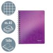 Spirálfüzet, A5, kockás, 80 lap, LEITZ "Wow", lila
