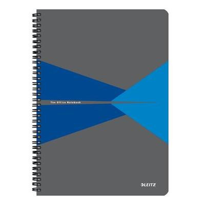 Spirálfüzet, A4, vonalas, 90 lap, laminált karton borító, LEITZ "Office", szürke-kék