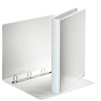 Gyűrűs könyv A4, 4db D alakú gyűrű, 35 mm széles gerinc, 20mm gyűrű, ESSELTE, fehér, előlap-, gerincén kívül zsebes