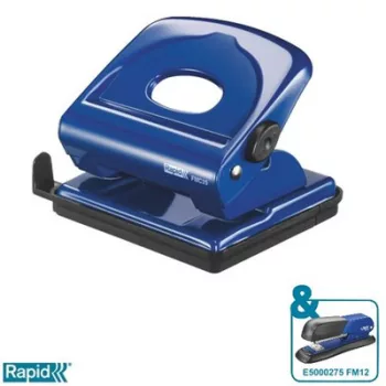   Lyukasztó, kétlyukú, 25 lap, fém, RAPID "FMC25", kék