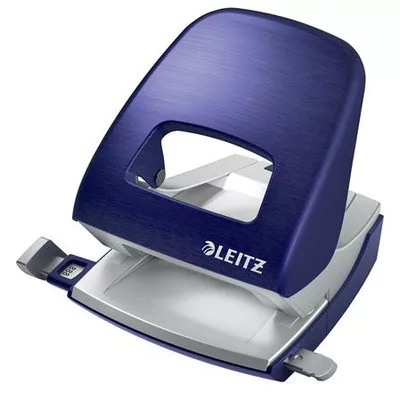 Lyukasztó, kétlyukú, 30 lap, fém, LEITZ "Nexxt Style, titánkék 1 db