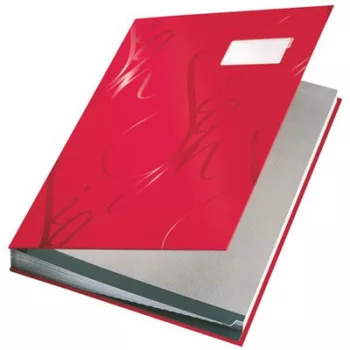   Aláírókönyv, A4, 18 részes, karton, LEITZ "Design", piros 1 db