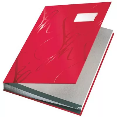 Aláírókönyv, A4, 18 részes, karton, LEITZ "Design", piros 1 db