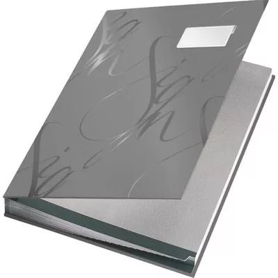 Aláírókönyv, A4, 18 részes, karton, LEITZ "Design", szürke 1 db