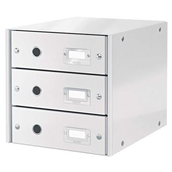   Irattároló, laminált karton, 3 fiókos, LEITZ "Click&Store", fehér