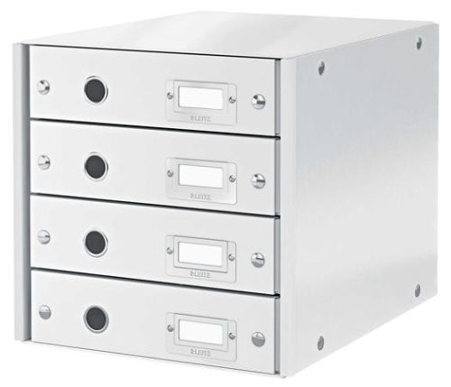 Irattároló, laminált karton,  4 fiókos, LEITZ "Click&Store", fehér