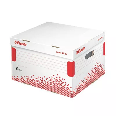 Archiválókonténer, M méret, újrahasznosított karton, ESSELTE "Speedbox", fehér 1 db