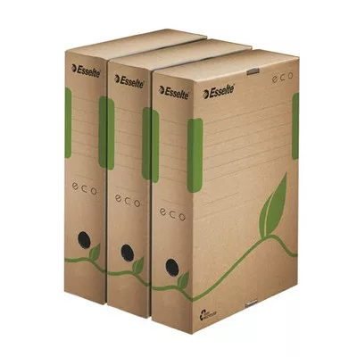 Archiválódoboz, A4, 80 mm, újrahasznosított karton, ESSELTE "Eco", barna 1 db