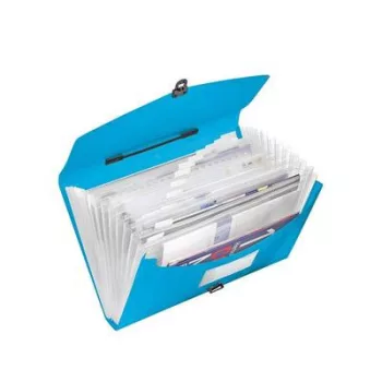   Harmonikatáska, A4, PP, 12 rekeszes, ESSELTE "Vivida", kék