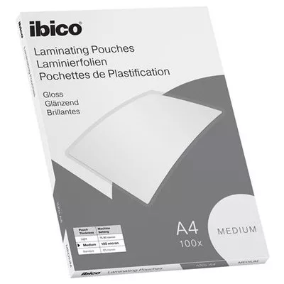 Meleglamináló fólia, 100 mikron, A4, fényes, IBICO "Medium" 100 db