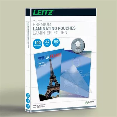 Meleglamináló fólia, 100 mikron, A4, fényes, UDT technológiával, LEITZ "iLam" 100 db