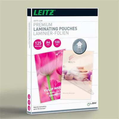 Meleglamináló fólia, 125 mikron, A4, fényes, UDT technológiával, LEITZ "iLam" 100 db