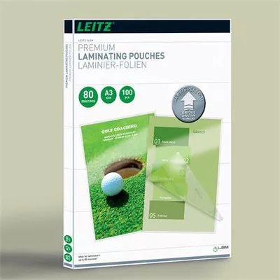 Meleglamináló fólia, 80 mikron, A3, fényes, UDT technológiával, LEITZ "iLam" 100 db