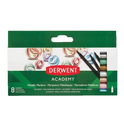 Filctoll készlet, DERWENT, "Academy", 8 különböző metál szín 8 db