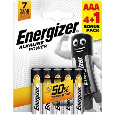 Elem, AAA mikro, 4+1 db, ENERGIZER "Alkaline Power" 5 db