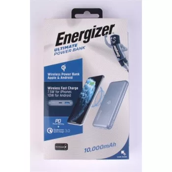   Hordozható akkumulátor, vezeték nélküli Qi töltés, 10000 mAh, 10W,  ENERGIZER "Ultimate"