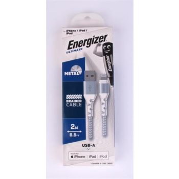 USB kábel, USB-A - Lightning (Apple), 2m, ENERGIZER, fehér