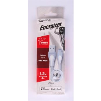   USB kábel, USB-A - Lightning (Apple), 1,2m, ENERGIZER, fehér