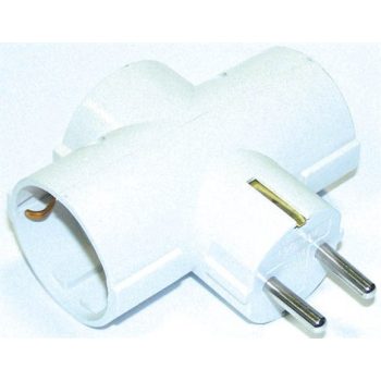   Átalakító, 3 csatlakozóaljzat, földelt, 90 fokban elforgatott