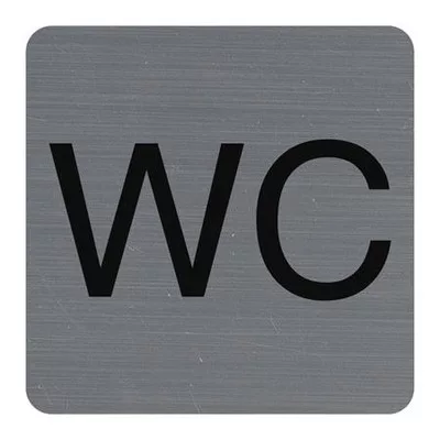Információs tábla, öntapadó, 7,5x7,5 cm, alumíniumhatású, EXACOMPTA, "WC" 1 db