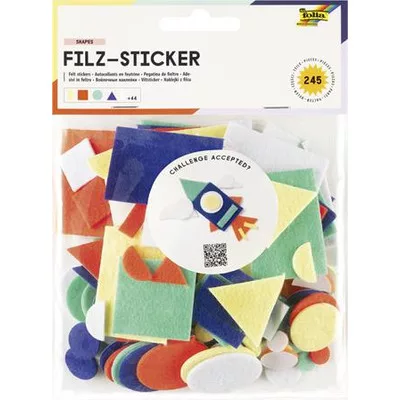 Matrica készlet, filc, 245 db, alakzatok, FOLIA, különböző színek 1 készlet