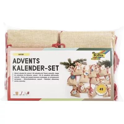 Adventi naptár, tasakos, juta hatás, FOLIA "Nature", természetes hatású 50 db