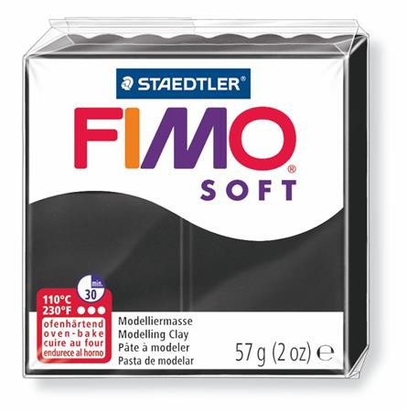 Gyurma, 57 g, égethető, FIMO "Soft", fekete