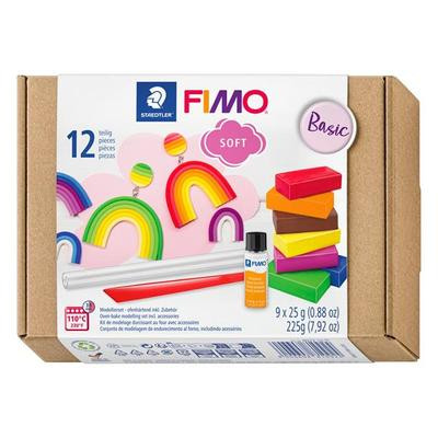 Gyurma készlet, 9x25 g, égethető, FIMO "Soft Basic", 9 különböző szín