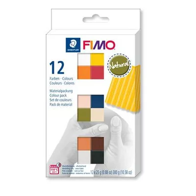 Gyurma, készlet, 12x25 g, égethető, FIMO "Soft Natural", 12 különböző szín 0,3 kg