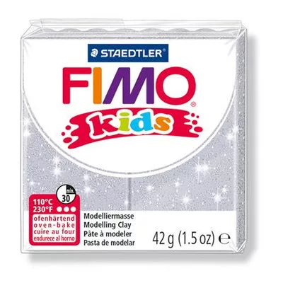 Gyurma, 42 g, égethető, FIMO "Kids", glitteres ezüst 0,042 kg