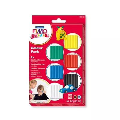 Gyurma készlet, 6x42 g, égethető, FIMO "Kids Color Pack", 6 alapszín 0,252 kg