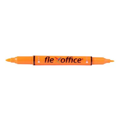 Szövegkiemelő, 1,0/4,0 mm, kétvégű, FLEXOFFICE "HL01", narancs 12 db