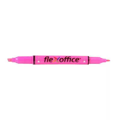 Szövegkiemelő, 1,0/4,0 mm, kétvégű, FLEXOFFICE "HL01", rózsaszín 12 db