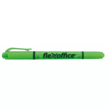   Szövegkiemelő, 1,0/4,0 mm, kétvégű, FLEXOFFICE "HL01", zöld 12 db