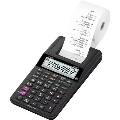 Számológép, szalagos, 12 számjegy, 1 színű nyomtató, CASIO "HR-8RCE" 1 db