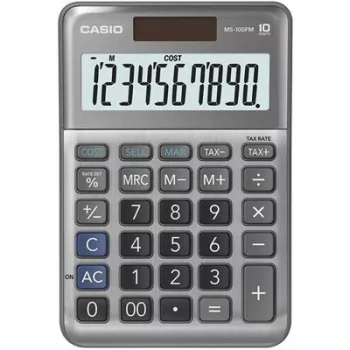   Számológép, asztali, 10 számjegy, CASIO "MS-100 FM", szürke 1 db