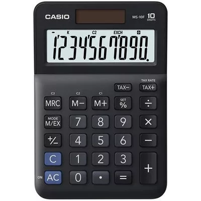 Számológép, asztali, 10 számjegy, CASIO "MS-10 F", fekete 1 db
