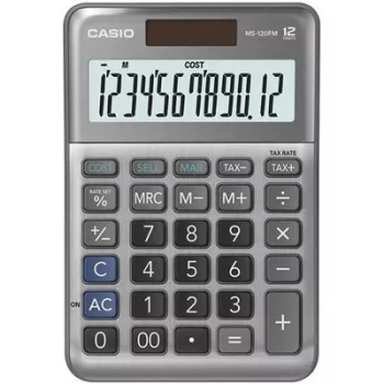   Számológép, asztali, 12 számjegy, CASIO "MS-120 FM", szürke 1 db