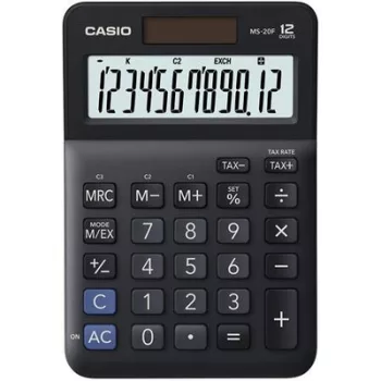   Számológép, asztali, 12 számjegy, CASIO "MS-20 F", fekete 1 db