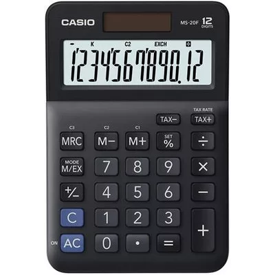 Számológép, asztali, 12 számjegy, CASIO "MS-20 F", fekete 1 db