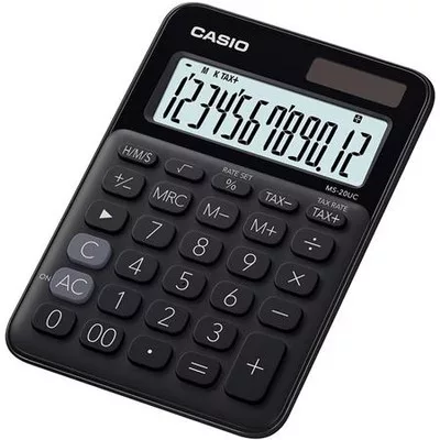 Számológép, asztali, 12 számjegy, CASIO "MS 20UC", fekete 1 db