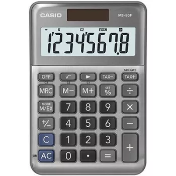   Számológép, asztali, 8 számjegy, CASIO "MS-80 F", szürke 1 db