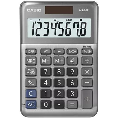 Számológép, asztali, 8 számjegy, CASIO "MS-80 F", szürke 1 db