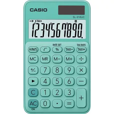 Zsebszámológép, 10 számjegy, CASIO "SL 310", zöld 1 db