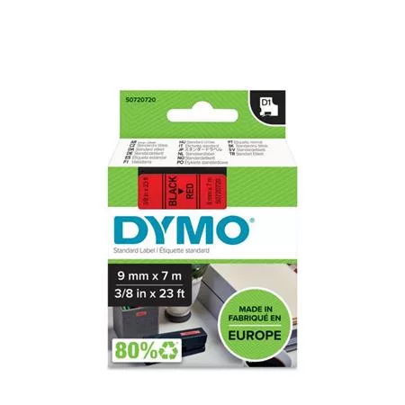 Feliratozógép szalag, 9 mm x 7 m, DYMO "D1", piros-fekete 1 db