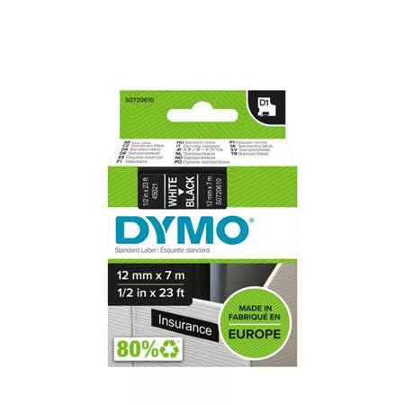 Feliratozógép szalag, 12 mm x 7 m, DYMO "D1", fekete-fehér 1 db